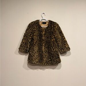 Vintage Leopard Print Faux Fur Coat
